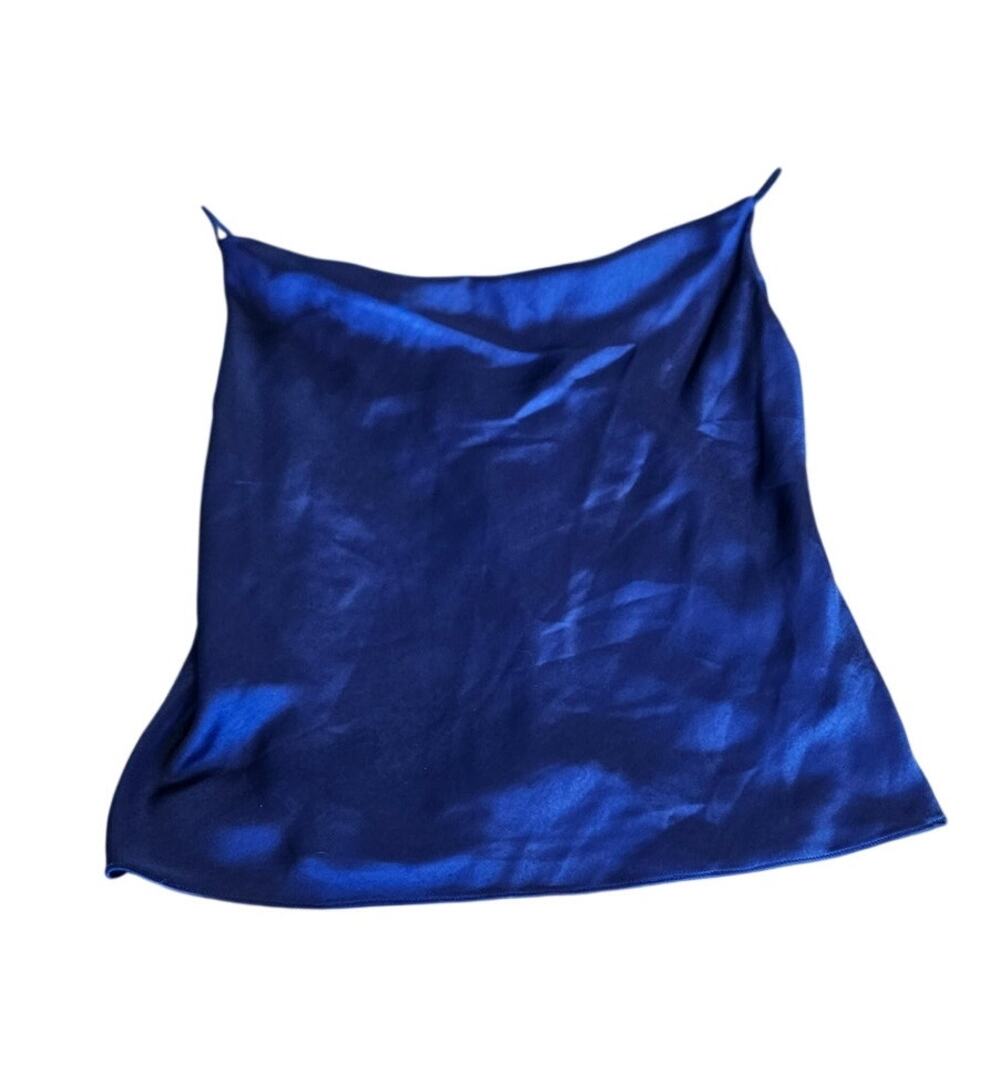 Endless Rose Cobalt Blue Satin Cami Top Y2K 90s Bias Cut Cropped Medium